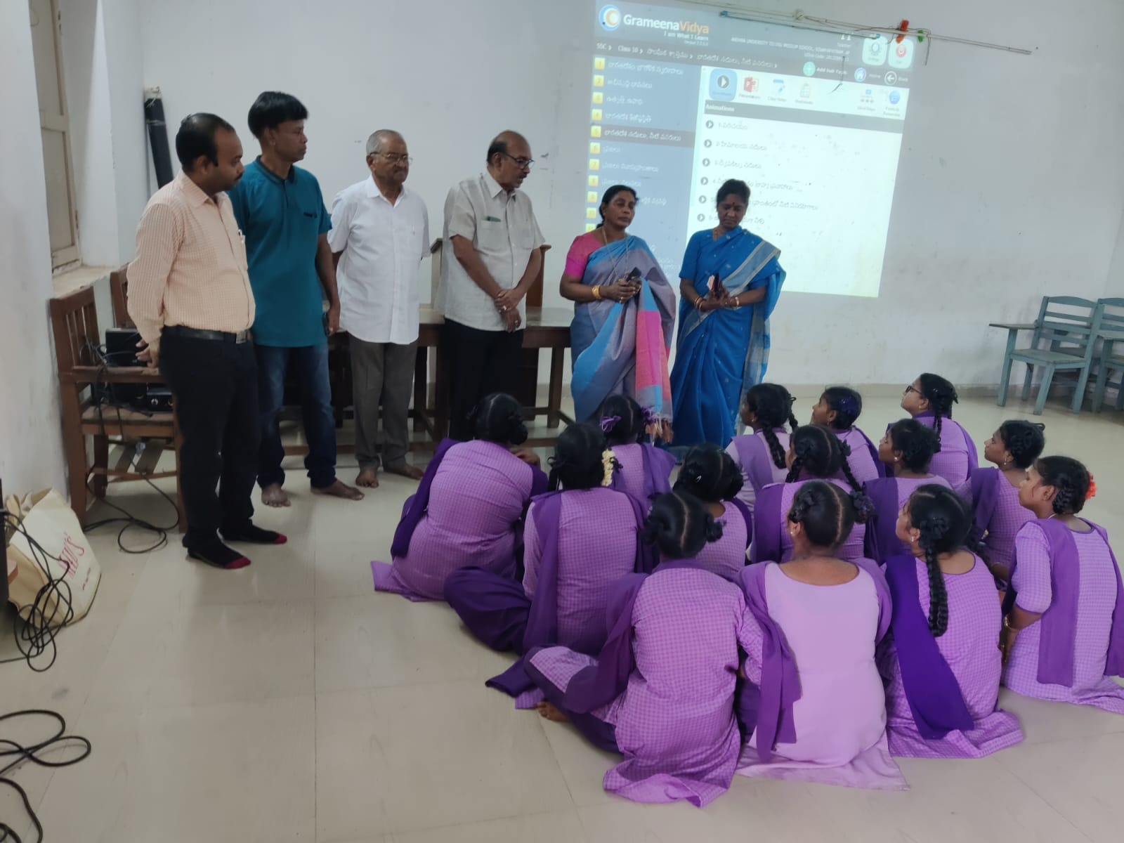 Inauguration of Digital Class room at AU High School donated by Rtn Madhu Burra and Rtn Jagapathi Raju and distributing paper bags